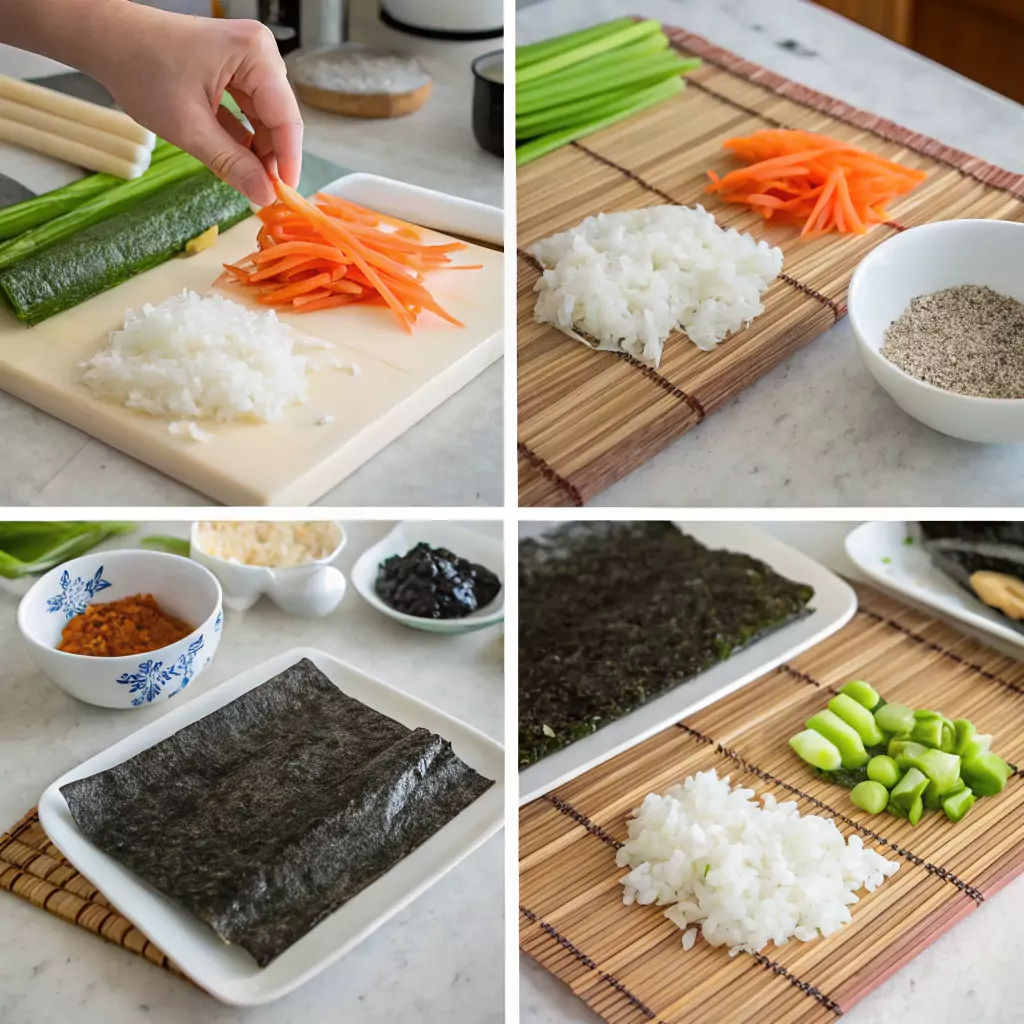 Hand rolling gluten-free sushi.