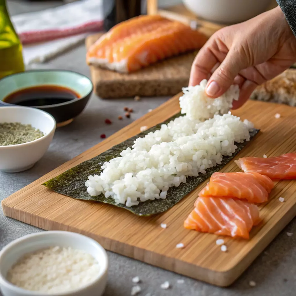 Baked salmon sushi recipe