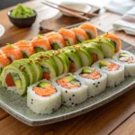 Colorful gluten-free sushi platter.